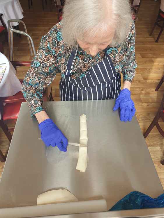 Hadleigh Nursing Home resident crafting the winning rolls