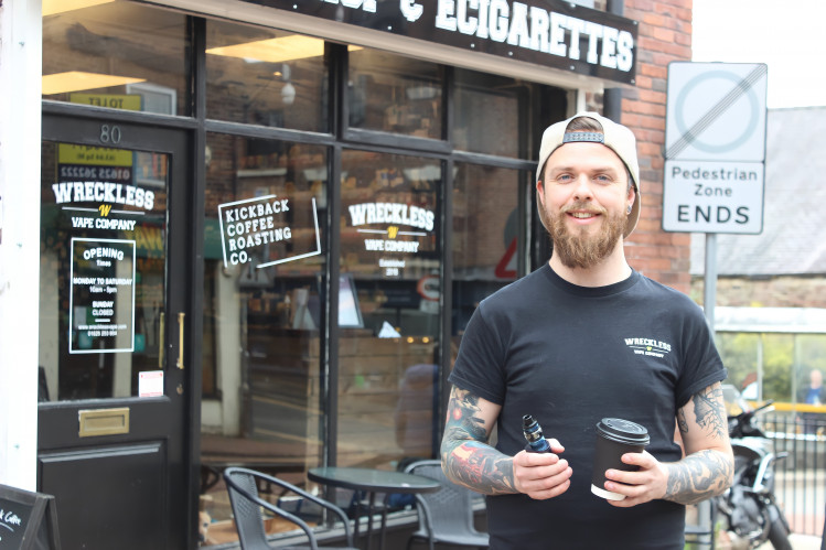 Thom Maggs runs a cosy vape shop and café in Macclesfield. And you don't have to be a vape to visit! (Image - Macclesfield Nub News / Alexander Greensmith)