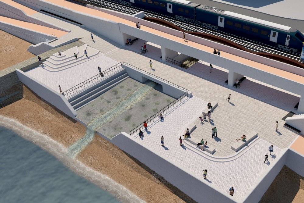 CGI mock-up of the completed link bridge and Dawlish Water stilling basin (Network Rail)