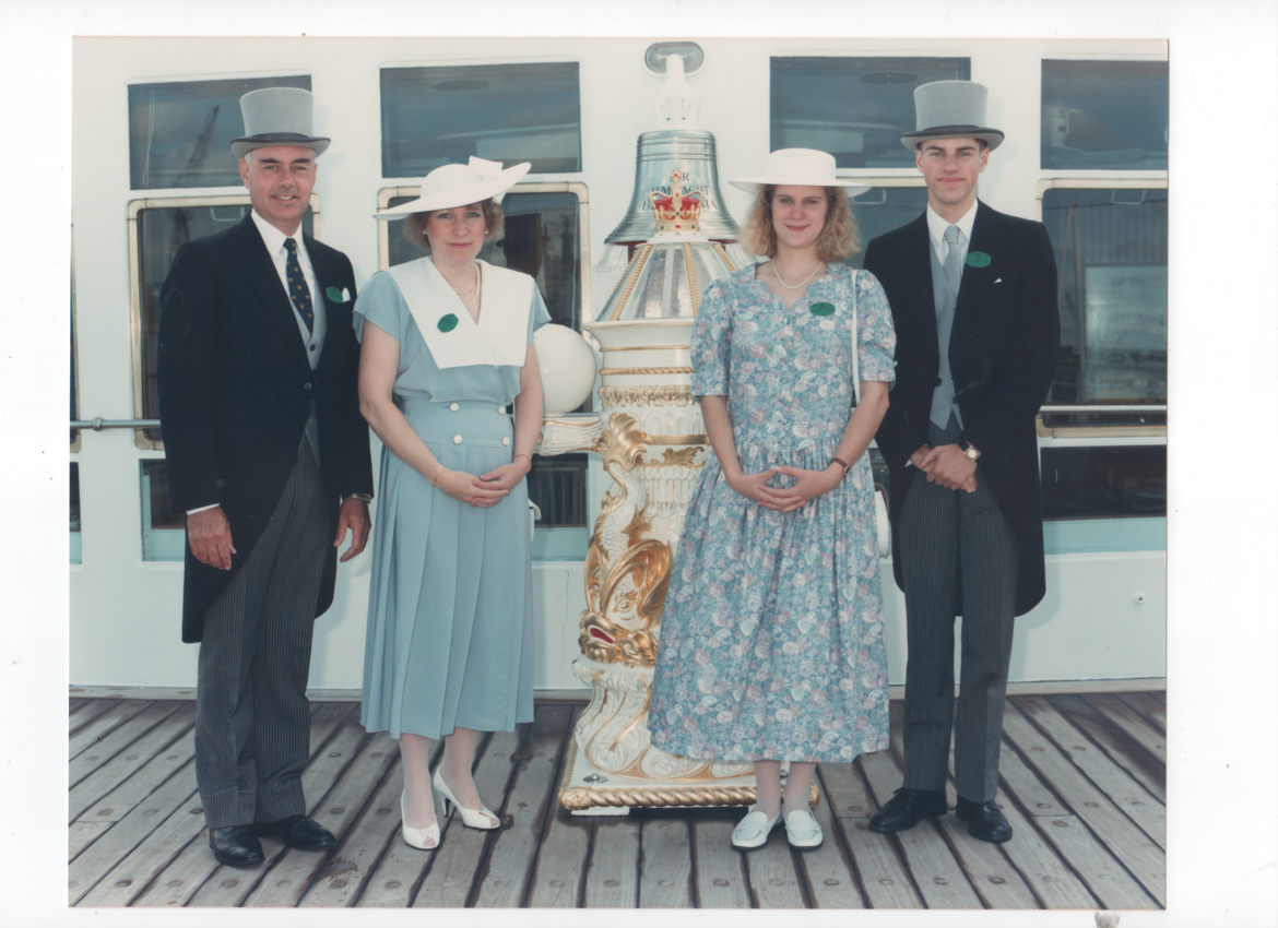1991 - Jim with his wife and two children on The Royal Yacht Britannia, Portsmouth (Credit: Jim Rider)