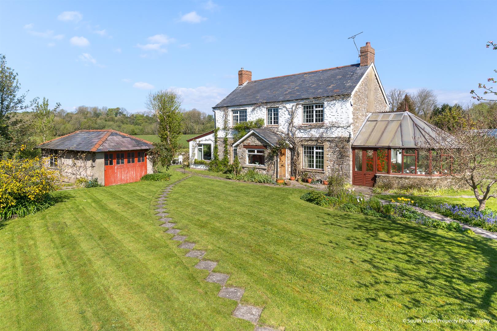 A pretty stone-built former farmhouse in Trerhyngyll thought to date from early Victorian times. (Image credit: South Wales Property Photography)