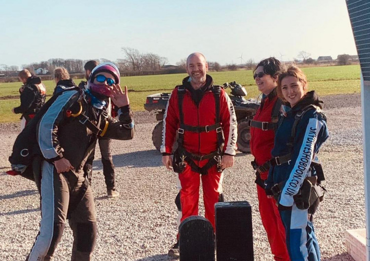 Helen, Liv and Chris take to the skies with a guide. (Image - Macclesfield Nub News / Alexander Greensmith)