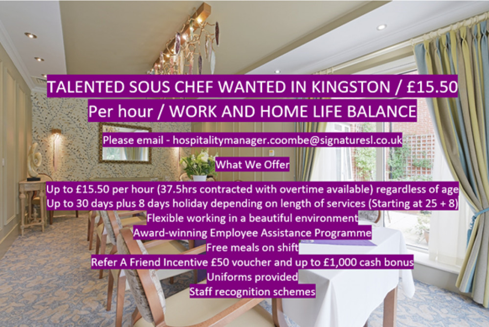 Sous Chef wanted at Coombe Hill Manor 