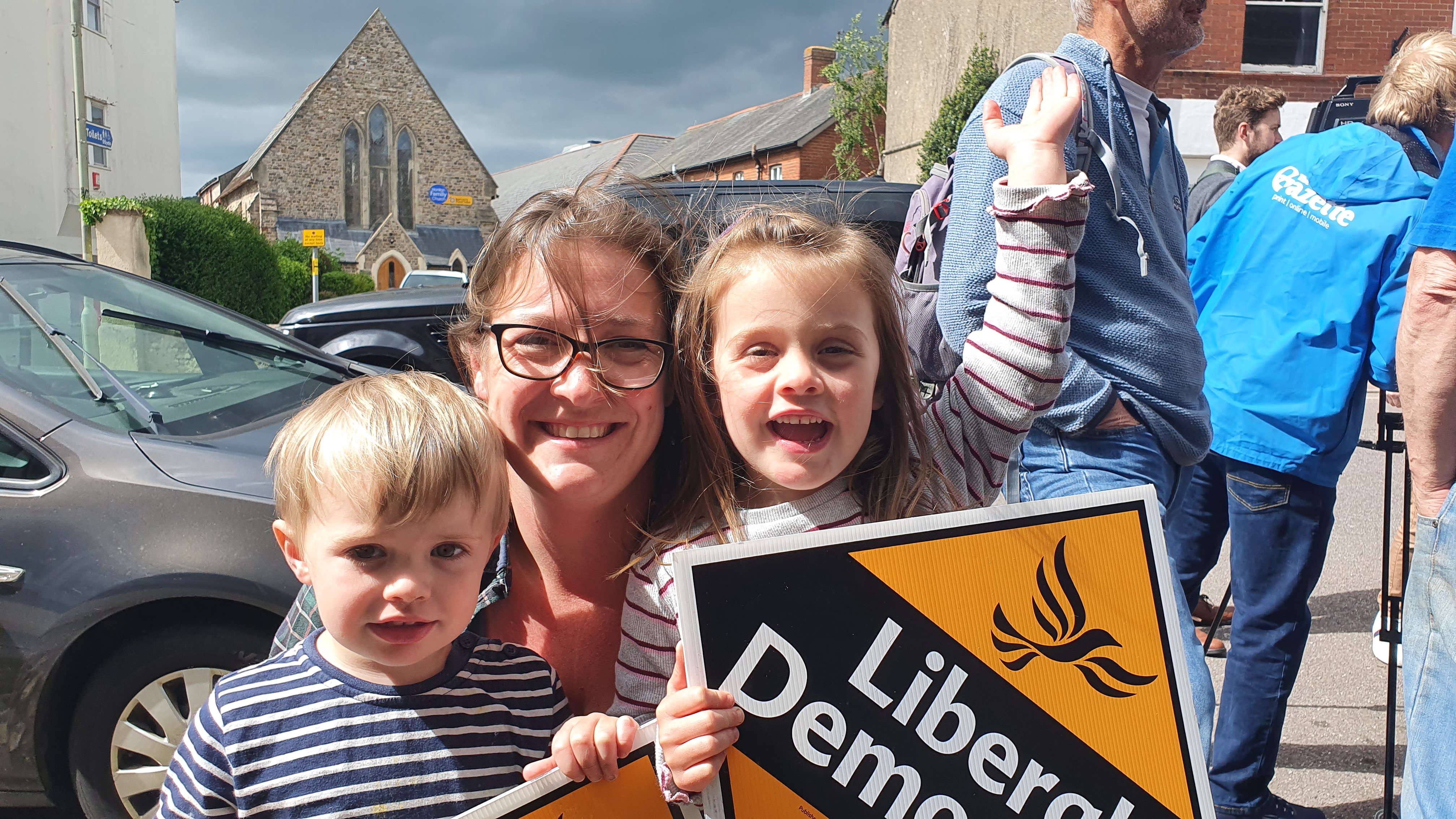 Ella Weech and her two children came to show their support 