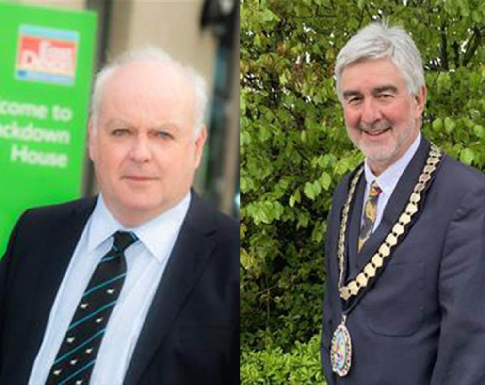 Cllr Paul Arnott (left) and Cllr Ian Thomas both continue as  East Devon District Council's leader and chair respectively