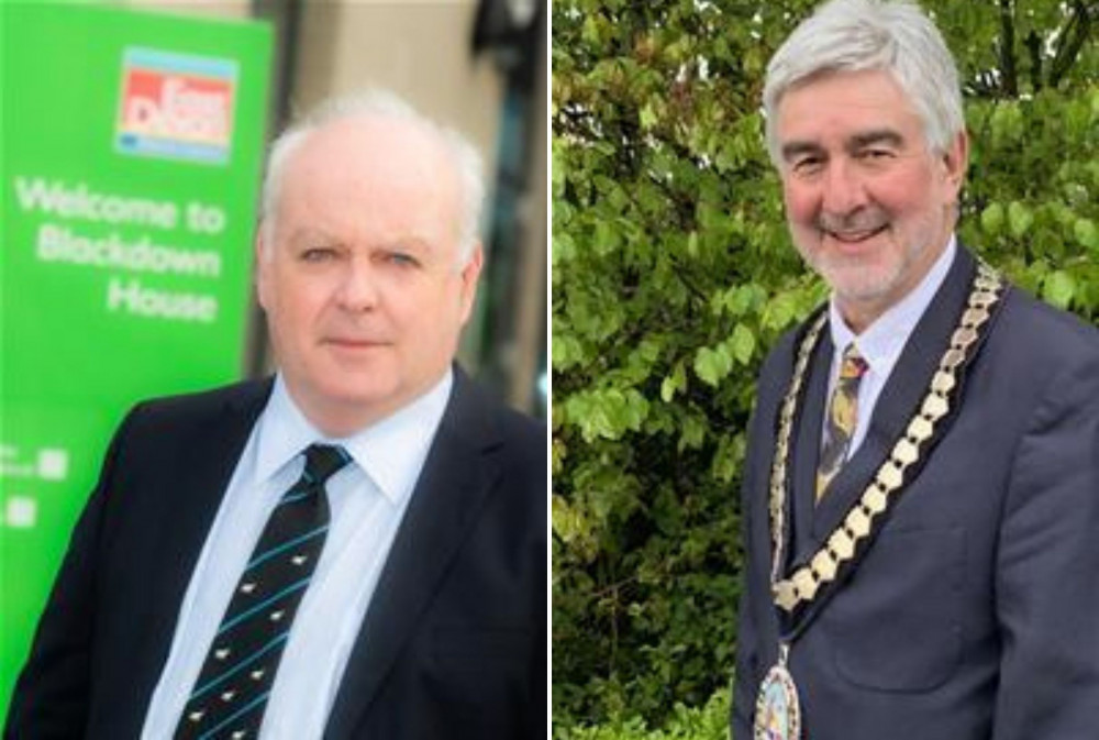 Cllr Paul Arnott (left) and Cllr Ian Thomas both continue as  East Devon District Council's leader and chair respectively