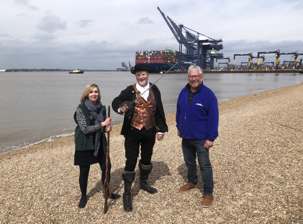 from left to right - Nicola Barker (Landguard Fort General Manager); Roger Brookes  (Landguard Fort Volunteer); David Gledhill (Felixstowe Museum Chair) 