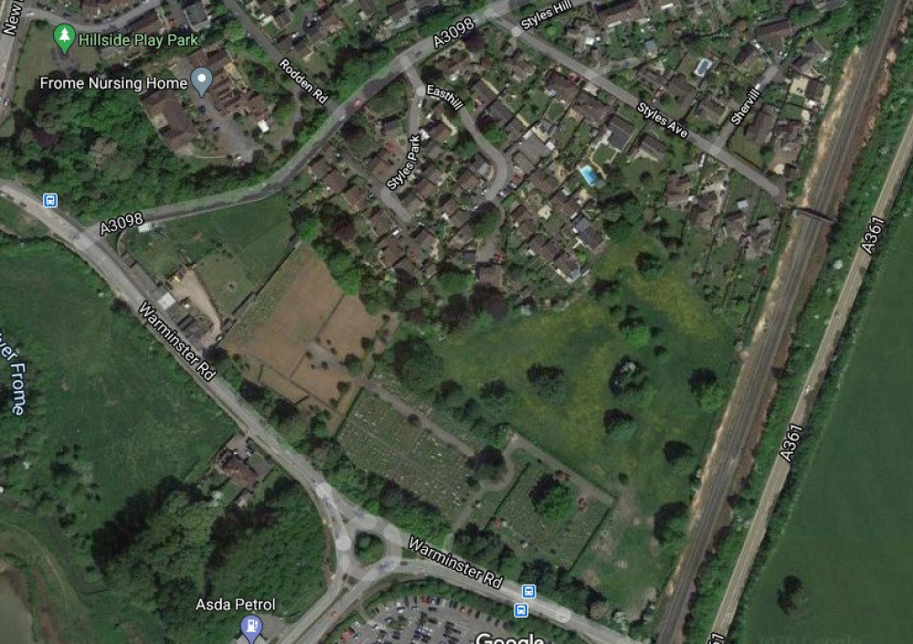 Aerial Of The Easthill Site In Frome. CREDIT: Google Maps. Free to use for all BBC wire partners.