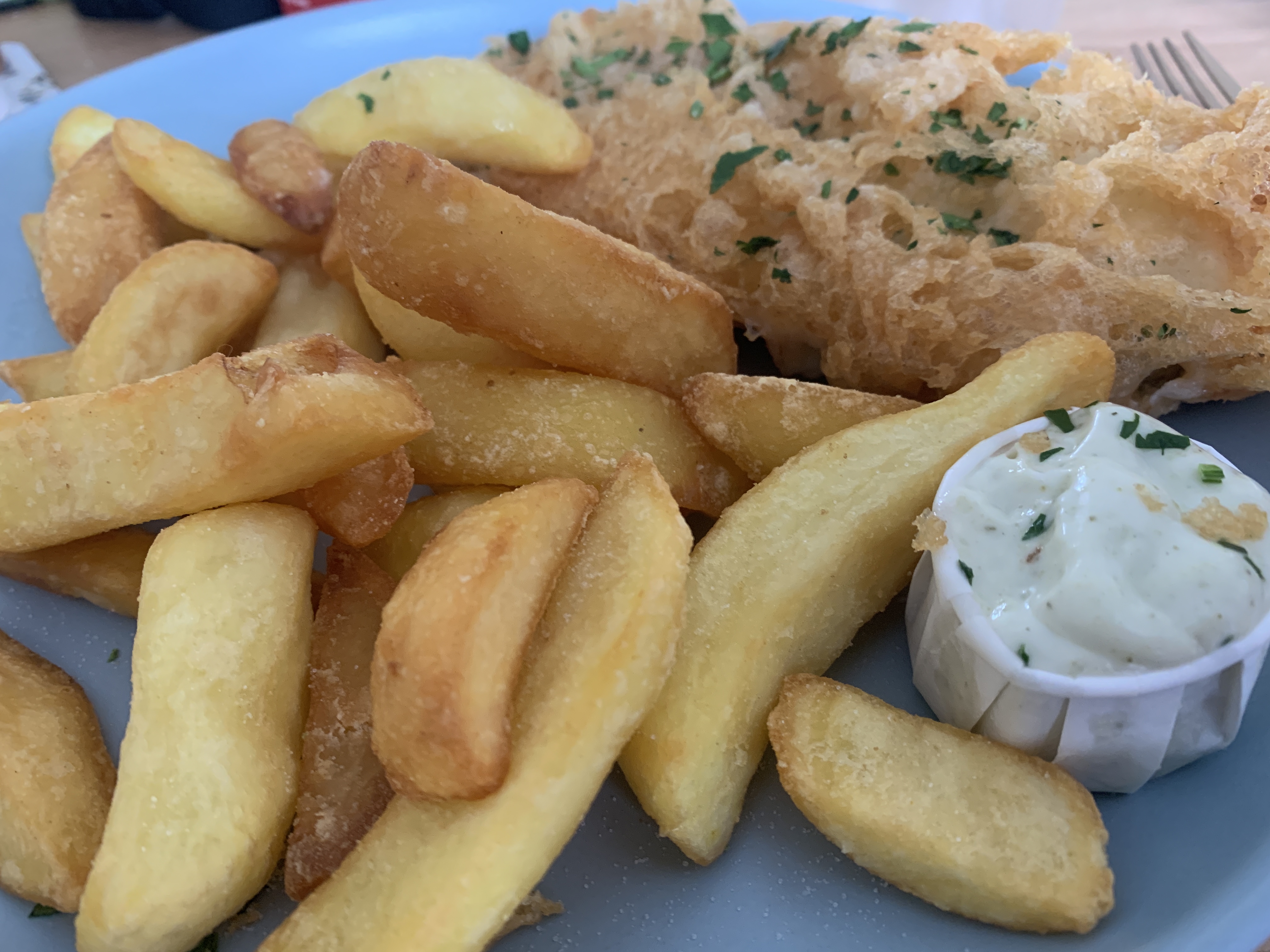 Fish of the day with chips and homemade tartare sauce