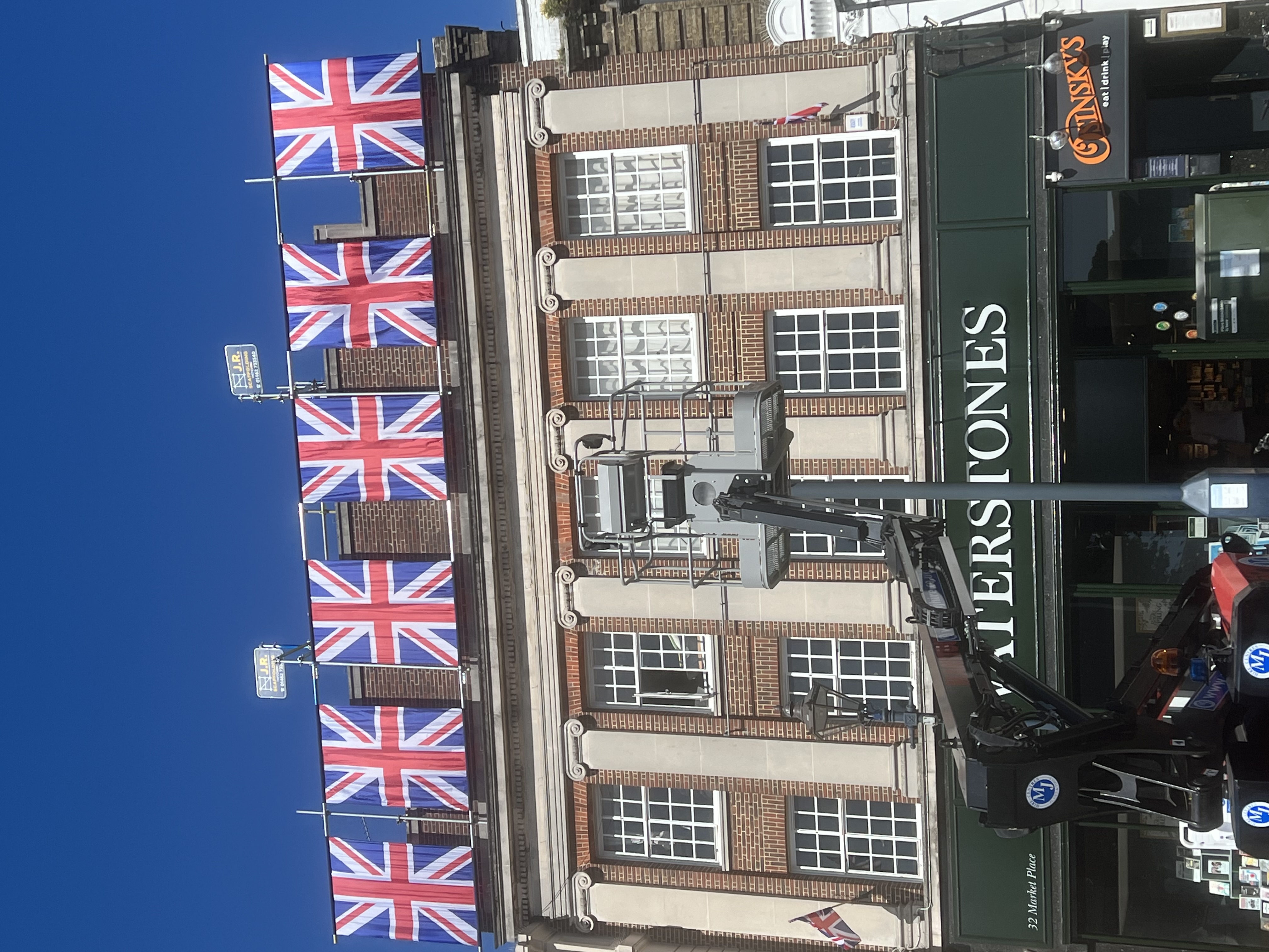 Flying the Flag in Hitchin. The Union Jack flies proudly in Market Place. CREDIT: @HitchinNubNews 