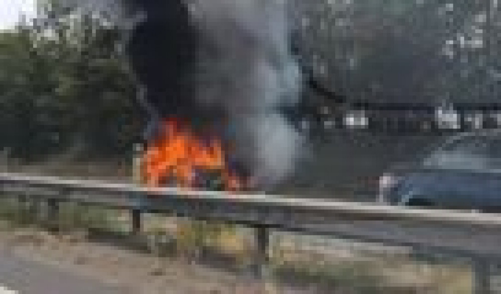 Vehicle fire on A14