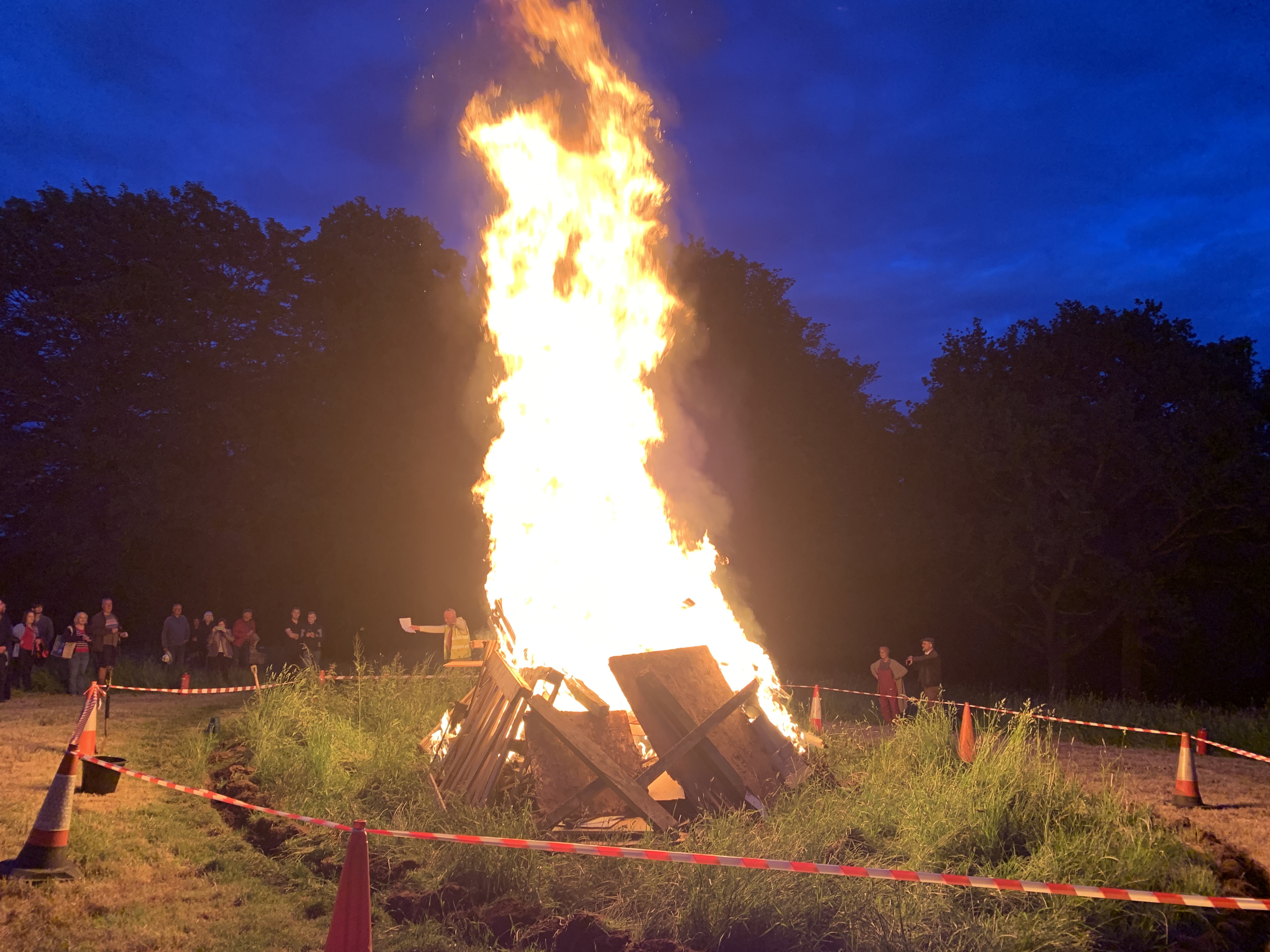 Lighting the beacon at Coneygar Hill