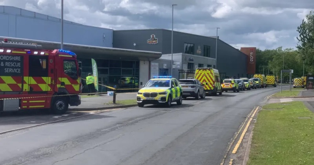 Swimmers were evacuated from Waterworld today. Image credit: West Midlands Ambulance Service.