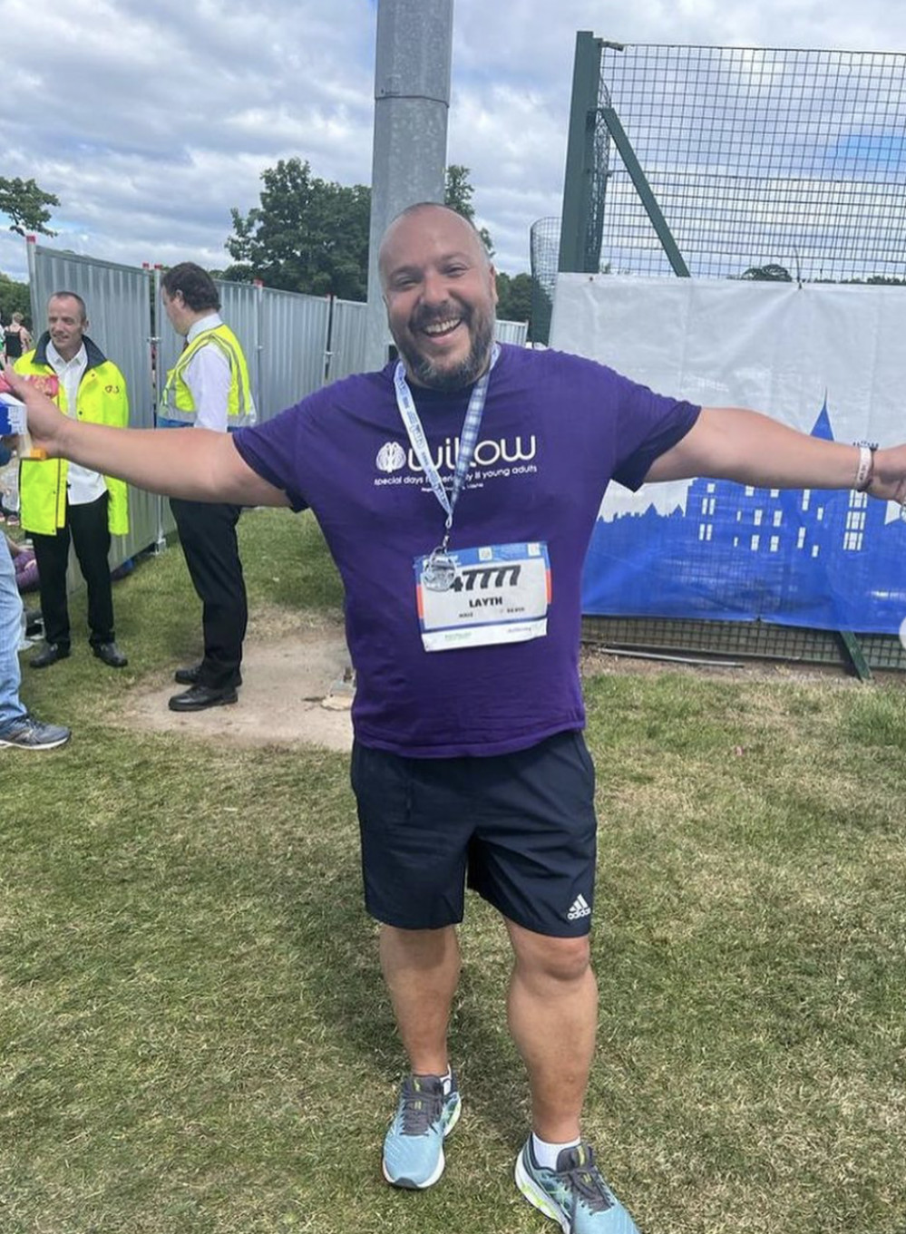 Nub News regional editor Layth Yousif finally reaches the finish line at the Edinburgh Half Marathon