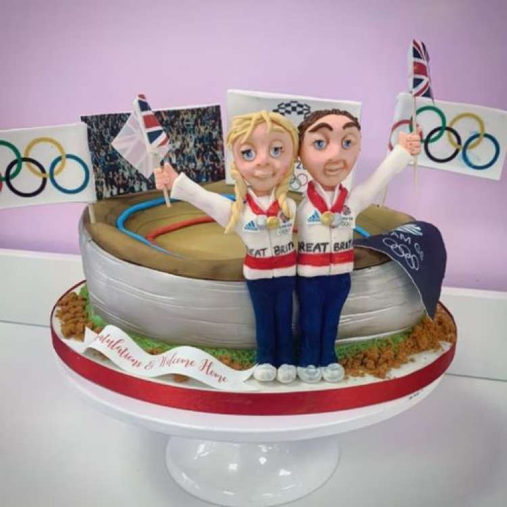 The cake made for the "golden" couple on their Olympic return