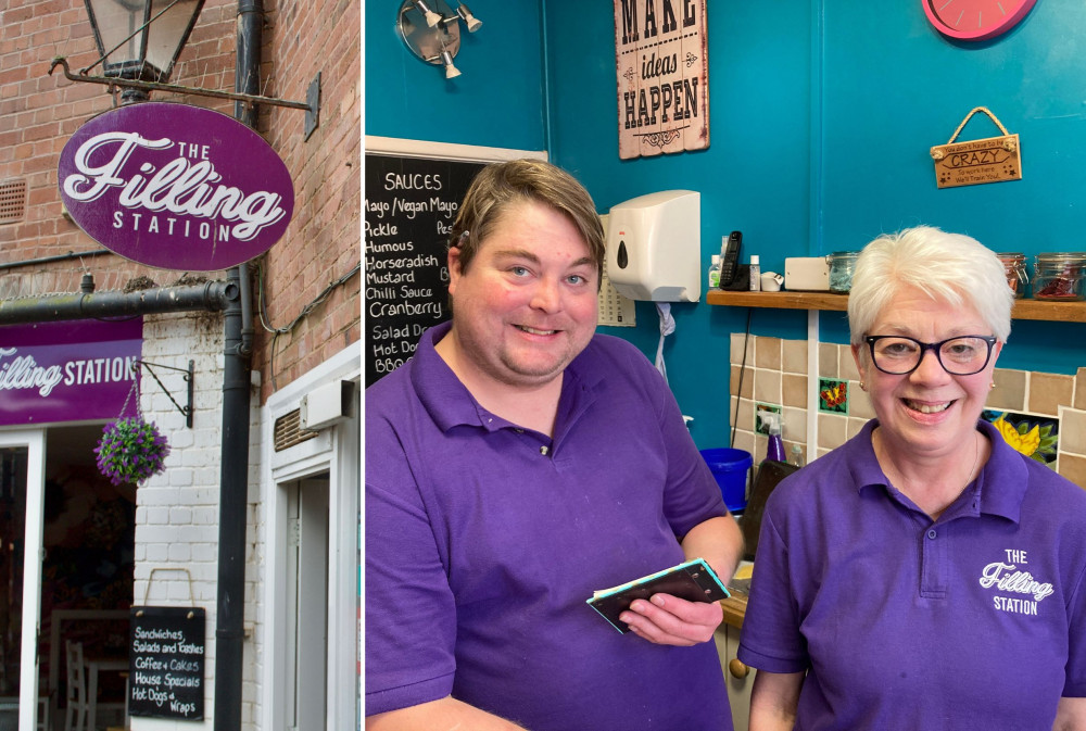 L: The Filling Station on Cross Lane, Sidmouth. R: Owners Luke Allen and Roz Kendall (Nub News, Will Goddard)