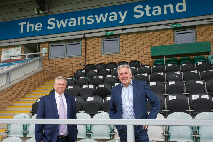 Nantwich Town FC and Swansway Motor Group are expanding their partnership to include the naming of the stadium (Swansway Motor Group).