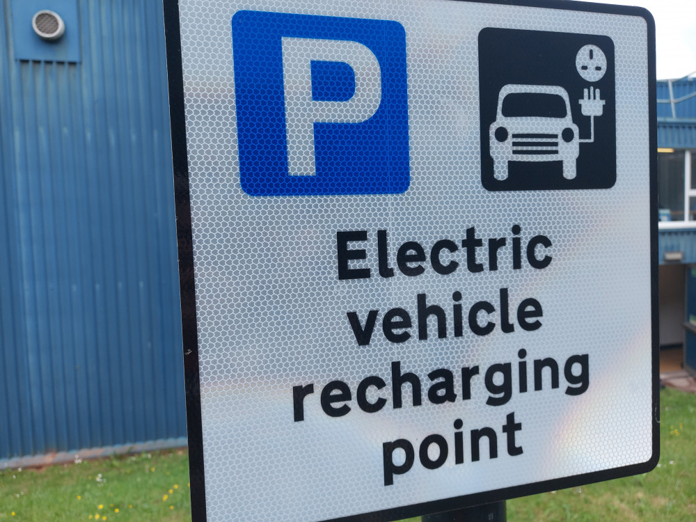 Part of the drive to meet regional net-zero by 2030 target. Electric charging point Midsomer Norton