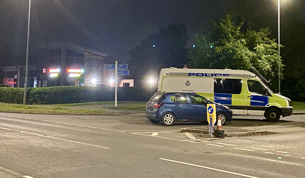 Police at the scene of the incident in Long Lane, Coalville, on Monday evening. Photo: Coalville Nub News.