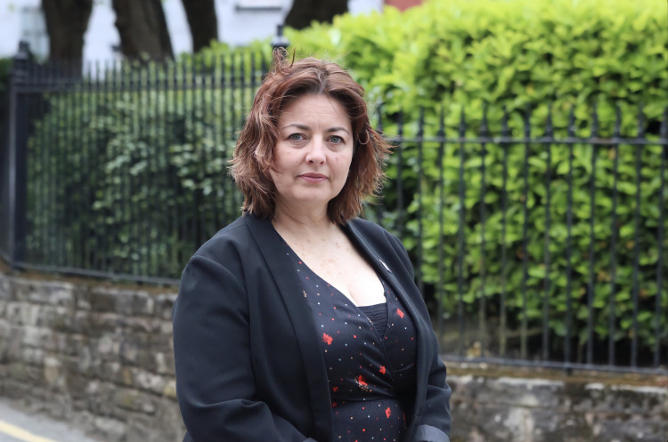 Mission Menopause Co-Founder Elissa Dobson poses for a photo on Park Green. (Image - Alexander Greensmith / Macclesfield Nub News)