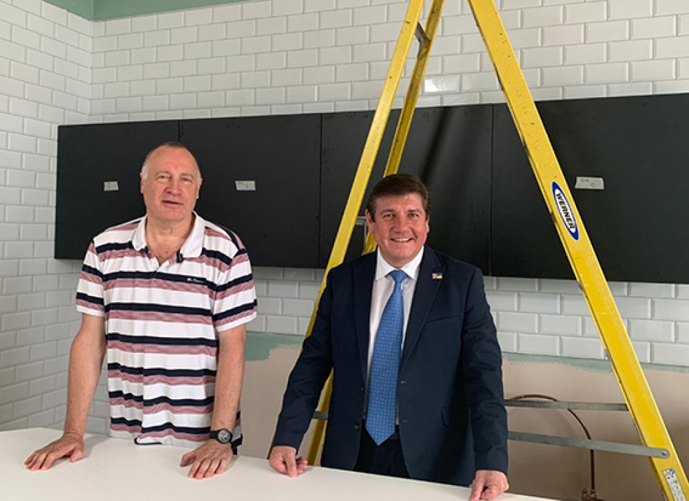 Stephen Metcalfe, right, with John Freeman from Thurrock Christian Fellowship in the new cafe. 