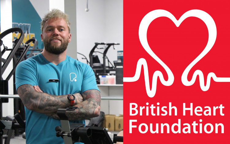 Macclesfield's newest gym will walk and cycle 54 miles for British Heart Foundation and Mental Health UK. (Image - Tom Coates of Macclesfield PureGym by Alexander Greensmith / British Heart Foundation)
