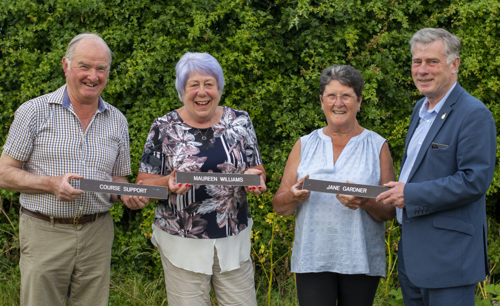 Maureen Williams and Jane Gardner presented with name plates from Richard Wrinch and Derek Davis (Picture credit: Shaun Sams)