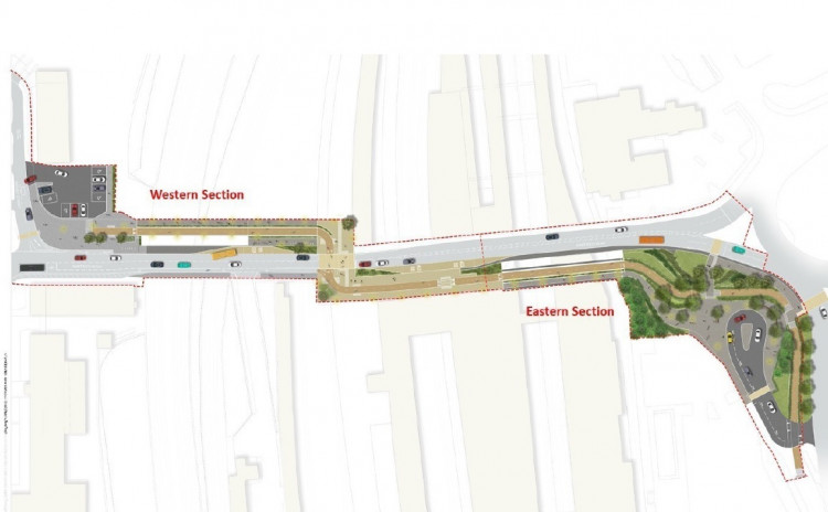The plans for the Western and Eastern enhancement schemes around Crewe Railway Station (Cheshire East Council).