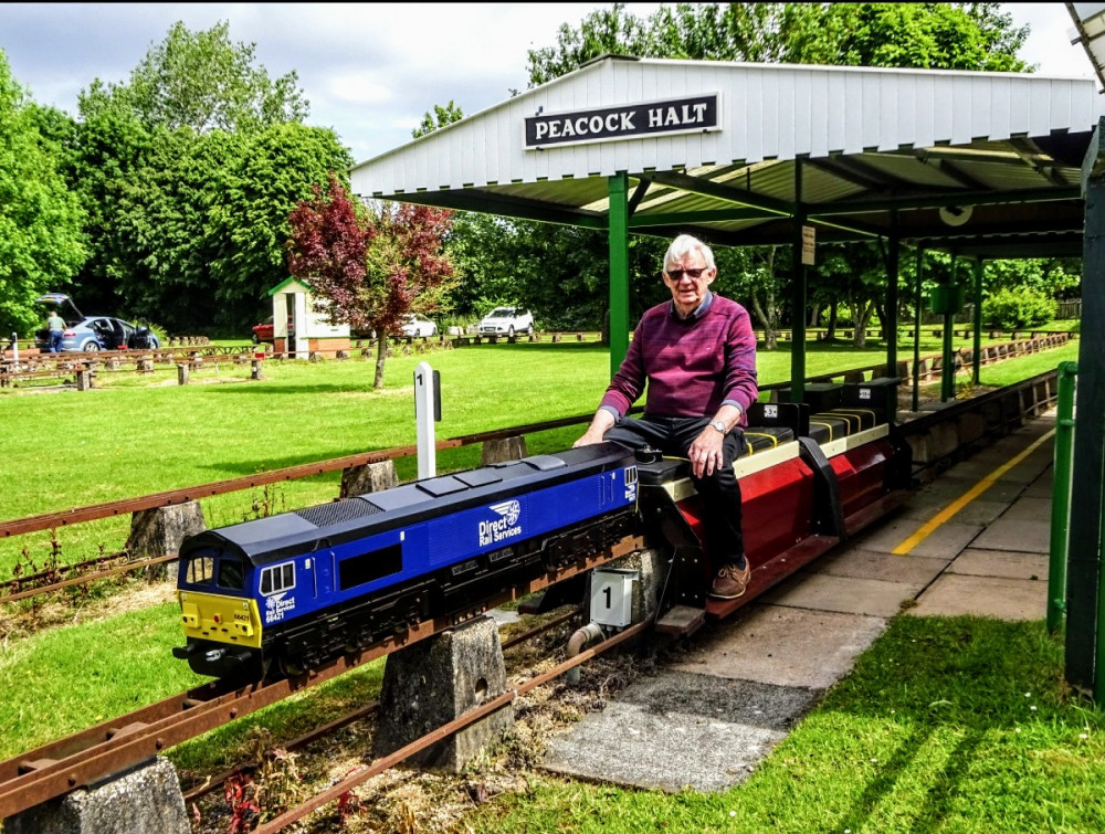 A volunteer sets up a battery electric train for the train rides event in Willaston (Jonathan White).