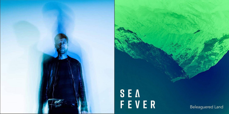 Iwan Gronow (left) and the artwork for Sea Fever's new single. 'Beleaguered Land'is three and a half-minutes long, and can be listened to by clicking the play button at the top of this article. (Image - Sea Fever / Iwan Gronow by Anthony Harrison / @AHphotos1986)