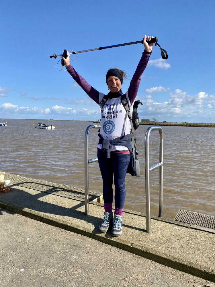 Artist Blue Wilson reaching Orford, Suffolk (Picture contributed)