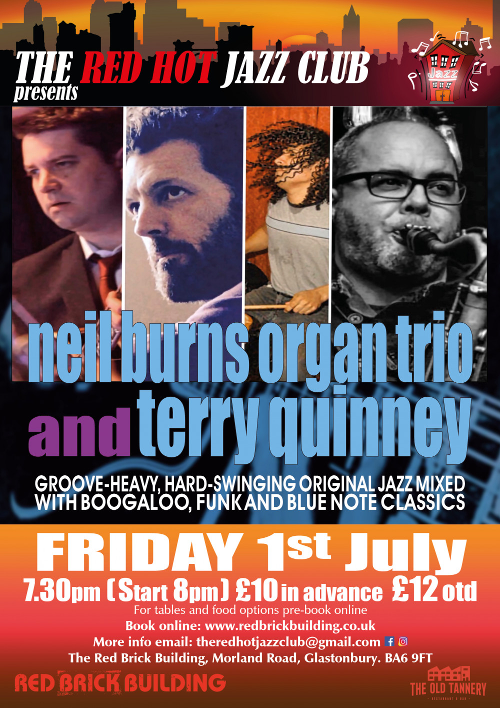 The Red Hot Jazz Club Presents... The Neil Burns Organ Trio & Terry Quinney  | Music | News | Glastonbury Nub News