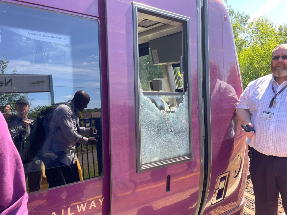 A train travelling between Nottingham and Worksop has been hit by a projectile near Newstead Station this morning. Photo Credit: David Hennigan.