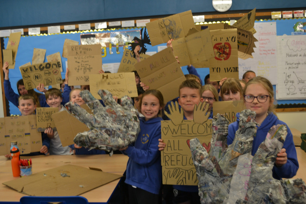 Pupils at St Paul's School created a piece of theatre to highlight the plight of refugees