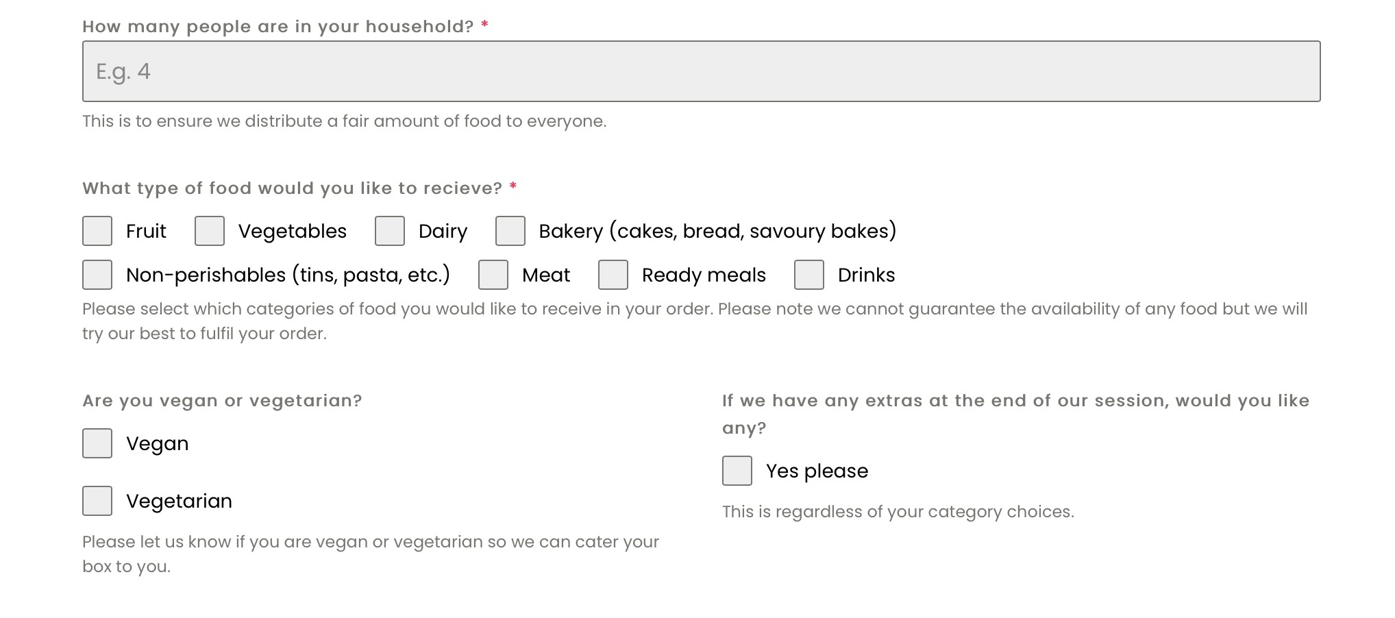 Part of the new order form (Credit: Foodsave)