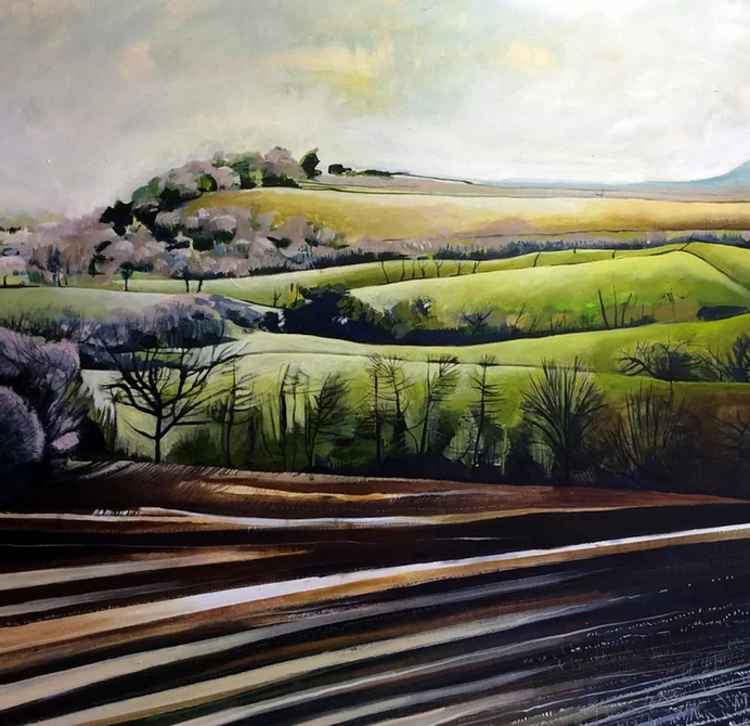 'View from Sandstone Trail Towards Burwardsley'. Image: Sophie Parr - Contemporary Landscape Painter