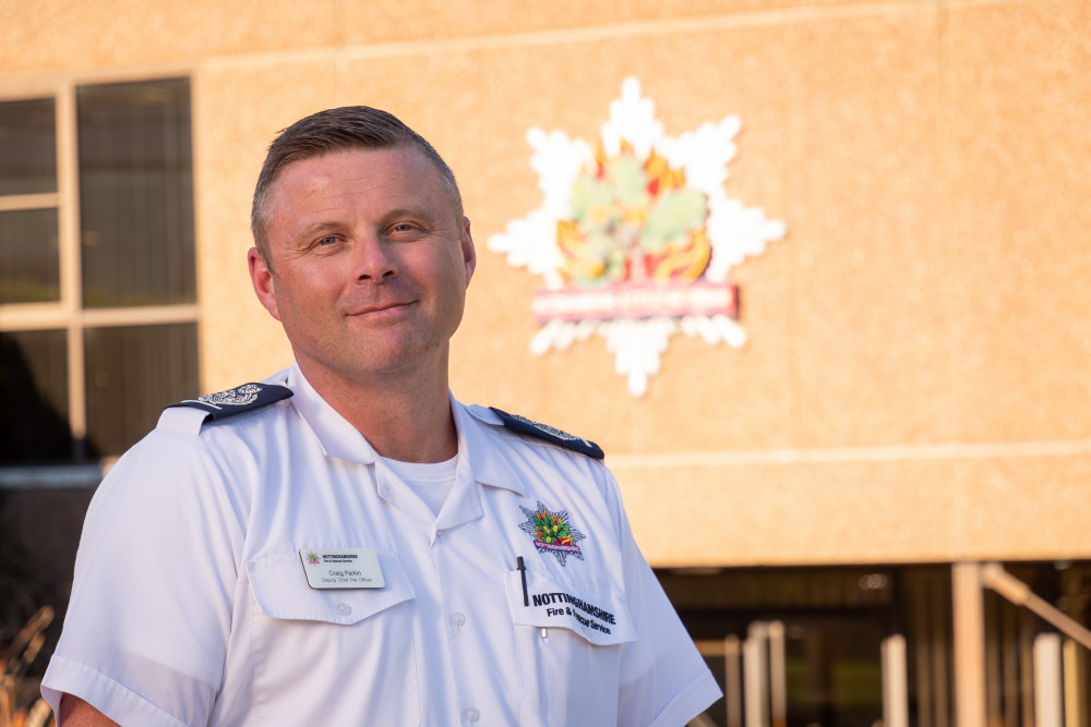 Chief Fire Officer Craig Parkin (pictured) spoke at the event held at joint headquarters to launch the 999 service for British Sign Language users in Nottinghamshire. Photo courtesy of Nottinghamshire Fire and Rescue Service.