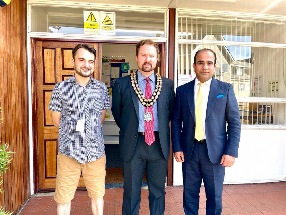 Chadwell St Mary councillor Adam Carter, Cllr James HHalden and communities portfolio holder Qaisar Abbas.