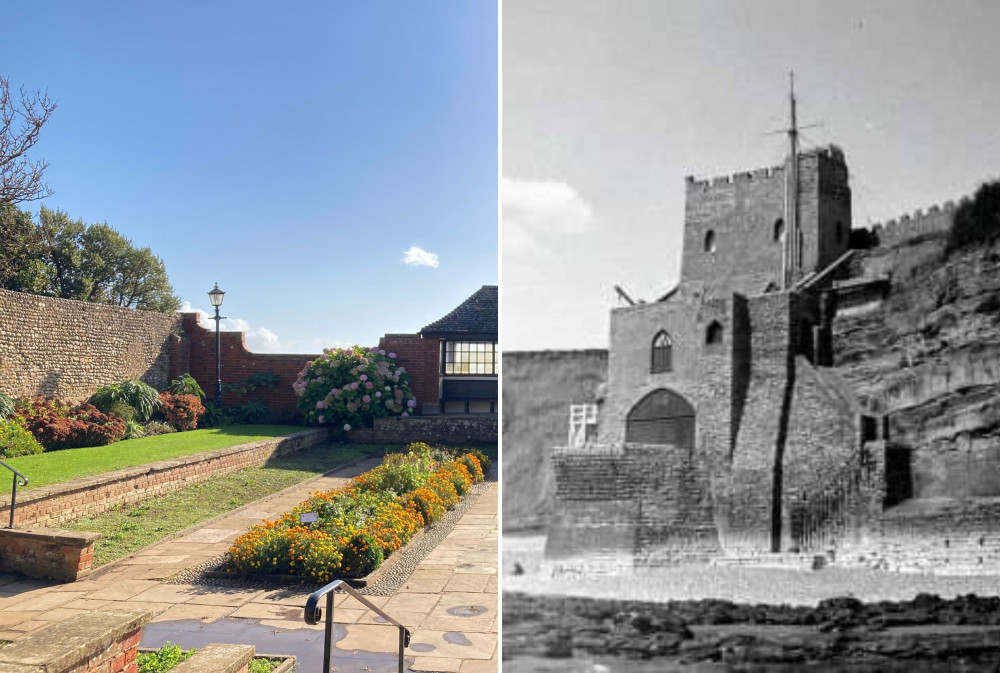 L: Connaught Gardens today. R: The pseudo-castle and boathouse