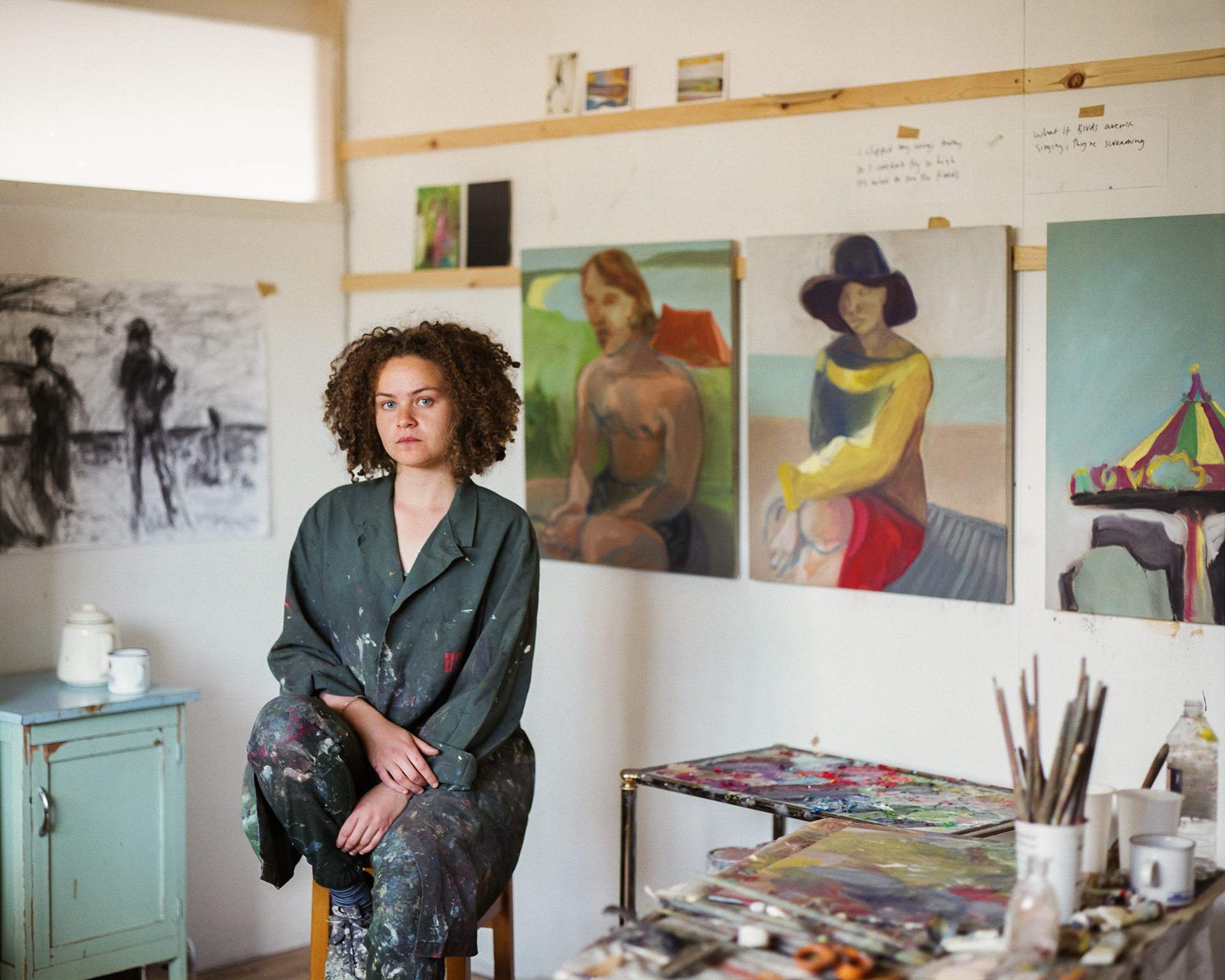 Ella Squirrell in her studio in Bridport 