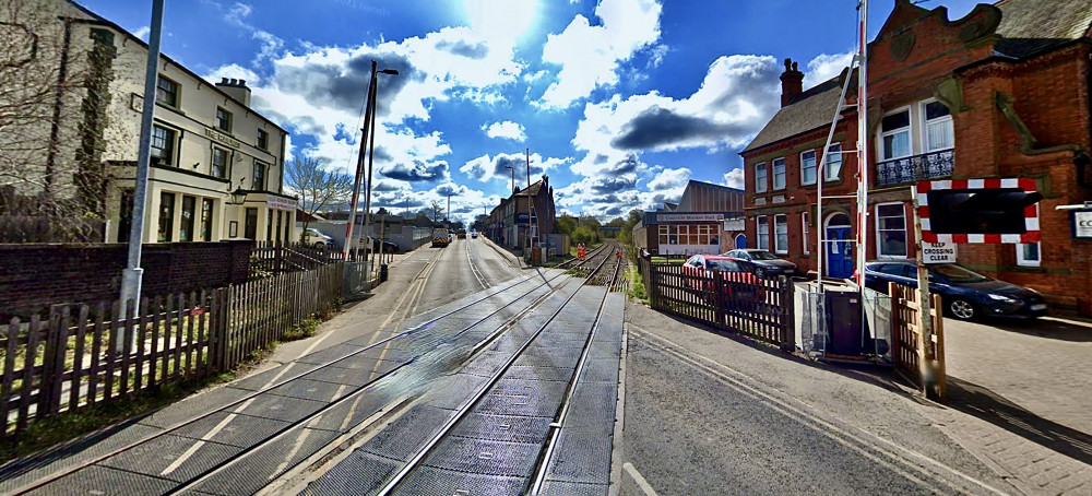 The line runs straight through Coalville town centre and past the old Market Hall. Photo: Instantstreetview.com