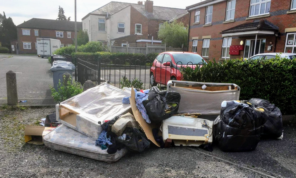 Cheshire East cleared 3,491 fly-tips across Crewe in 12 months. Fly-tipping on Leighton Street last month (Crewe Town Council).