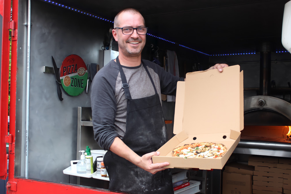 SAY CHEESE: Dom Driscoll's new pizza van has proved a hit, parked inside a Congleton car park. (Image - Alexander Greensmith / Congleton Nub News)