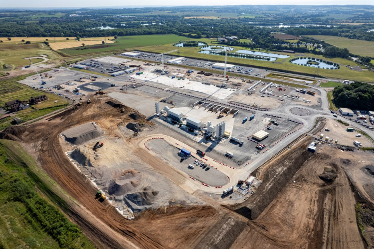 An overview show of the Kingsbury Precast Viaduct site in north Warwickshire (Image via HS2)