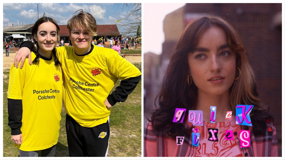 Left: Maisi with boyfriend Alfie at the Maldon Mud Race in April. Right: Maisi is releasing her new single 'Quick Fixes' this Wednesday