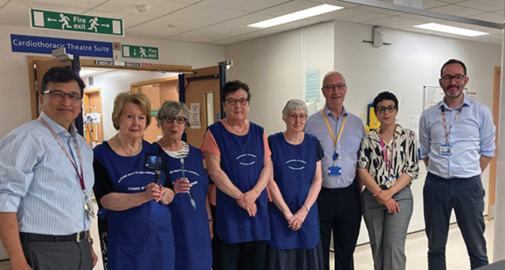 From left: Gyanesh Namjoshi – Clinical lead, CTC anaesthesia with League of Friends - Patricia Cleverley, Janet Flint, Anne Hare, Jean and Alan Ursell, Maria Maccaroni – Consultant anaesthetist, Michael Catling – Deputy Director CTC operations.