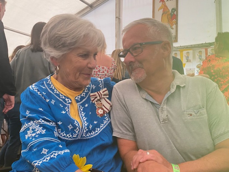 Lord Lieutenant Annie May is reunited with paramedic Mike Gray from Glastonbury who saved her life