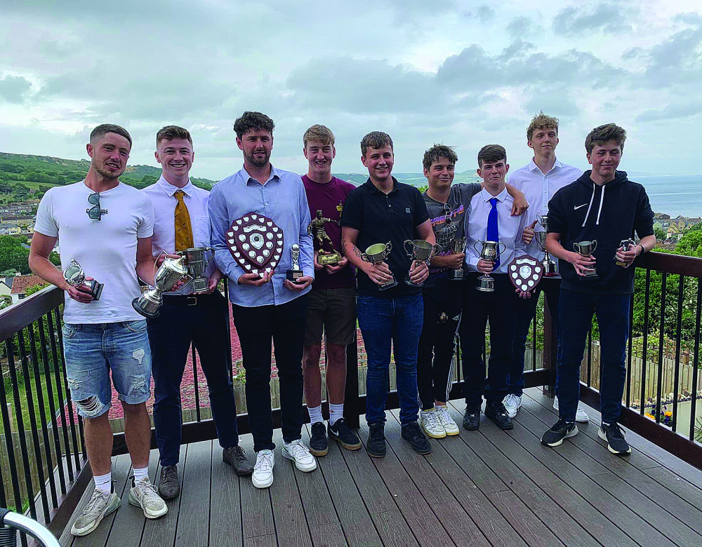 Trophy winners pictured at Uplyme FC's presentation night