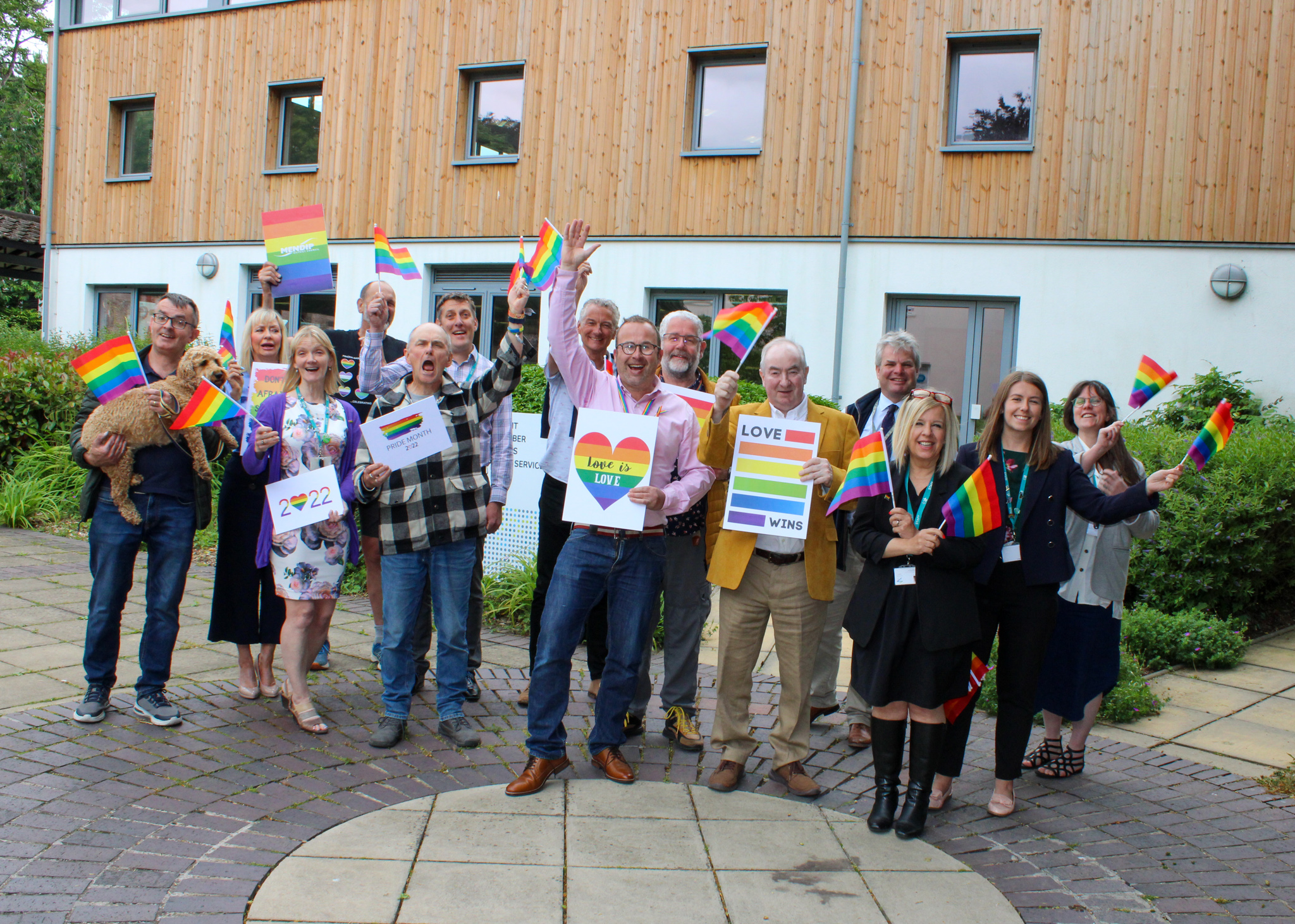 Mendip councillors and staff celebrate Pride Month by flying the rainbow flag at its offices in Shepton Mallet