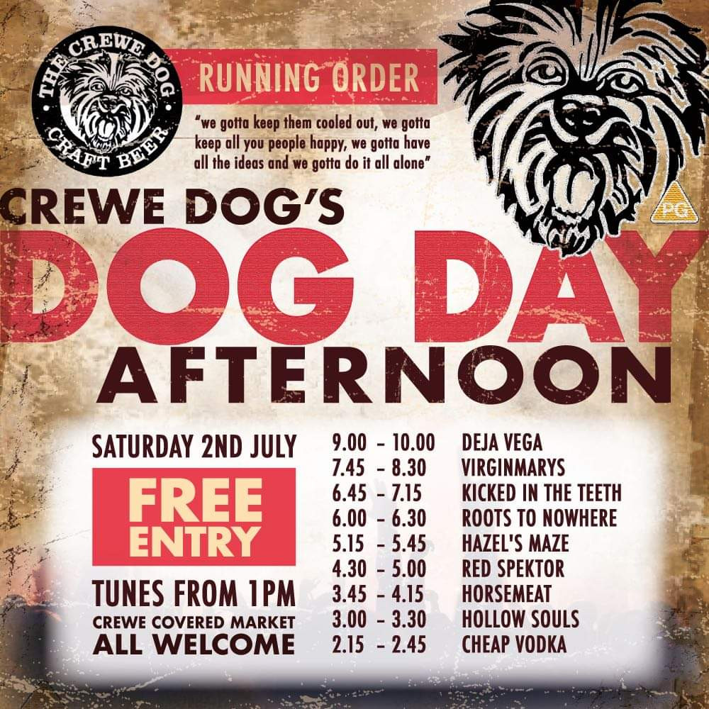 There will be a free all-day music festival held by The Crewe Dog at Crewe Central this Saturday (July 2).